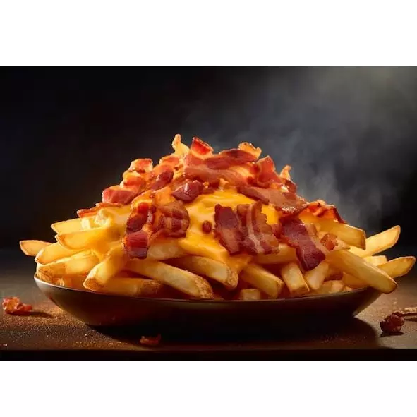 Fritas com cheddar e bacon