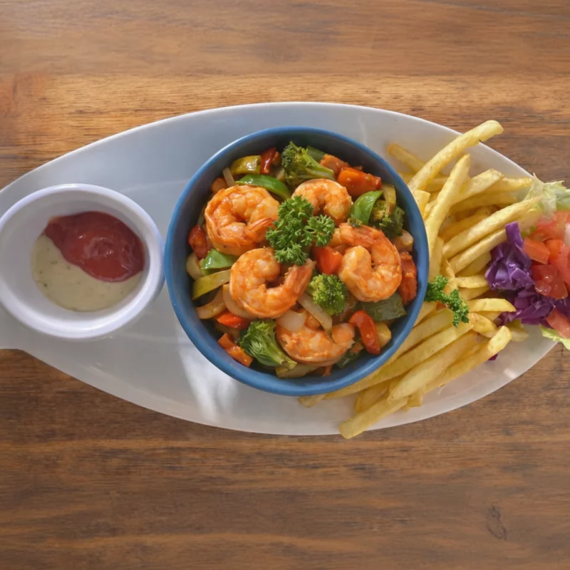 Camarones en Vegetales