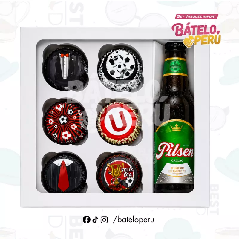 CAJA CUPCAKE X6 C/ BOTELLA PAPÁ