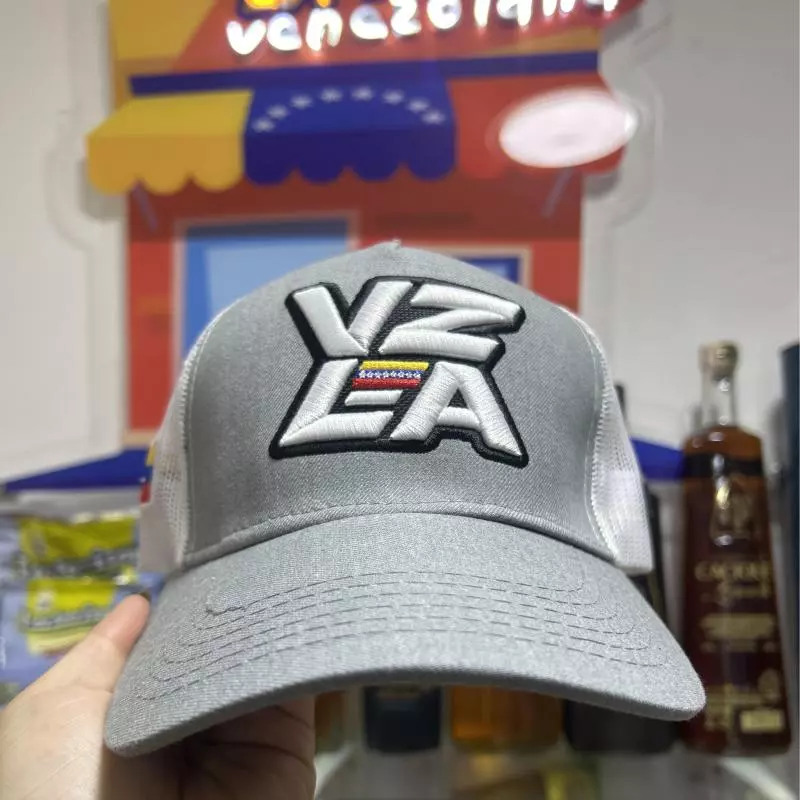 Gorra VZLA gris malla blanca