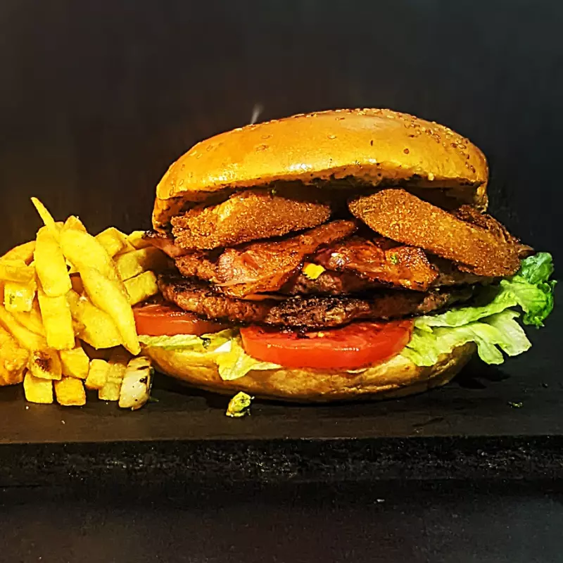 Maradonaburger con papas