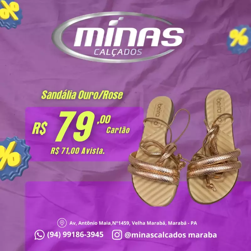 Sandália Ouro/Rose RF:83501