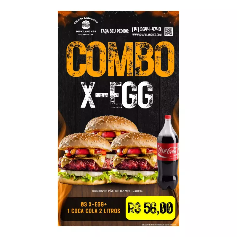 Combo 3 X-EGG + 1 coca 2 litros