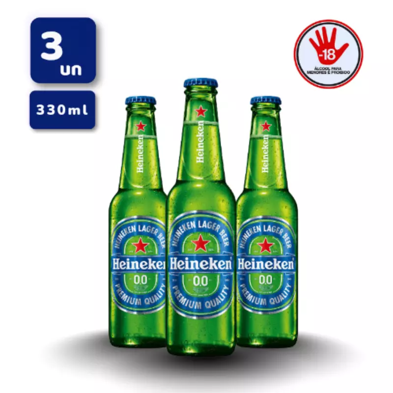 3 Long Neck Heineken 0.0