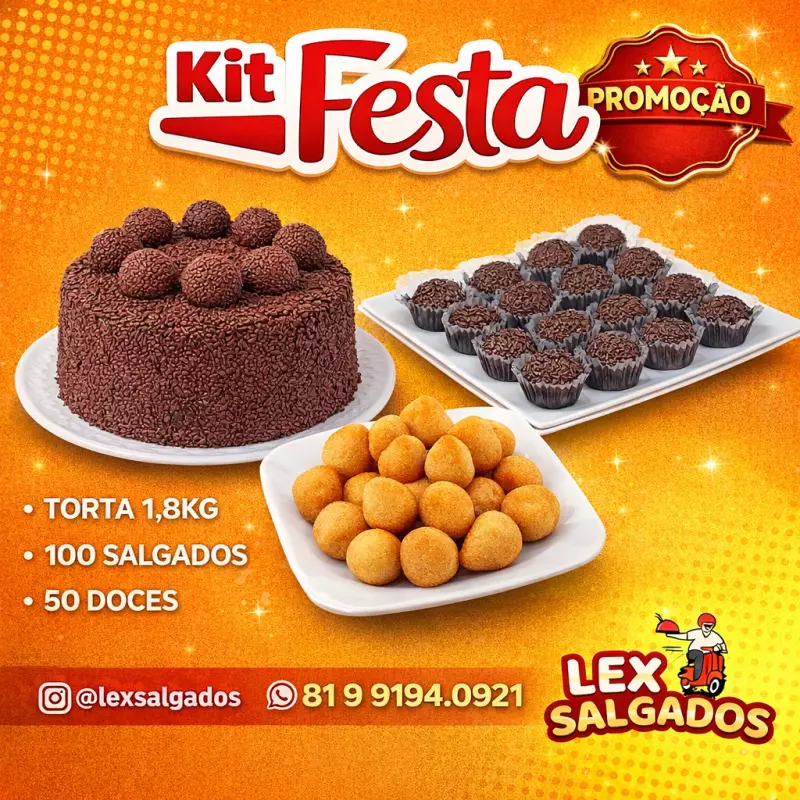 Torta 1,8kg 100 salgados 50 doces