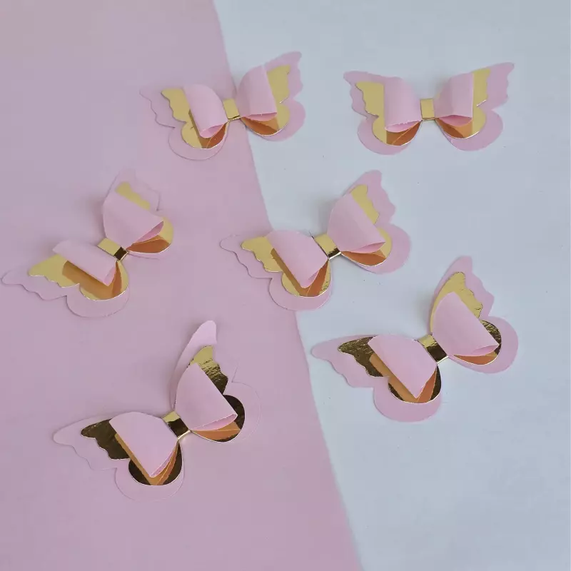 Mariposa moño x6 rosada