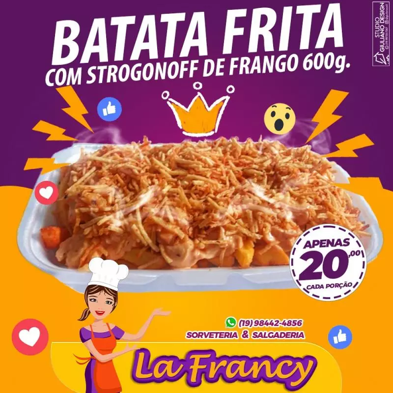 Porção de Batata com Strogonoff de Frango