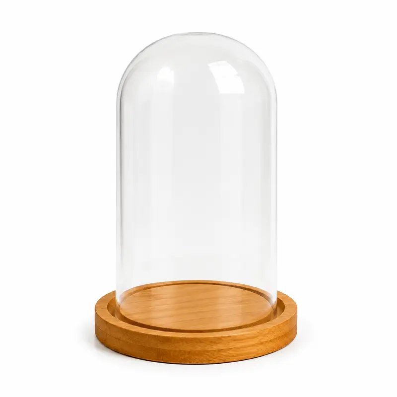 Cúpula de vidrio madera
