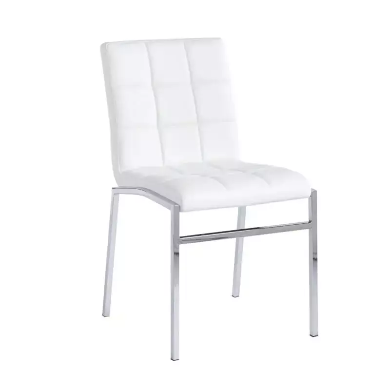 Silla Capitone cromo ecocuero Blanca