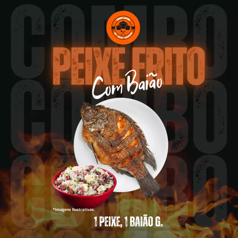 PEIXE FRITO COM BAIÃO