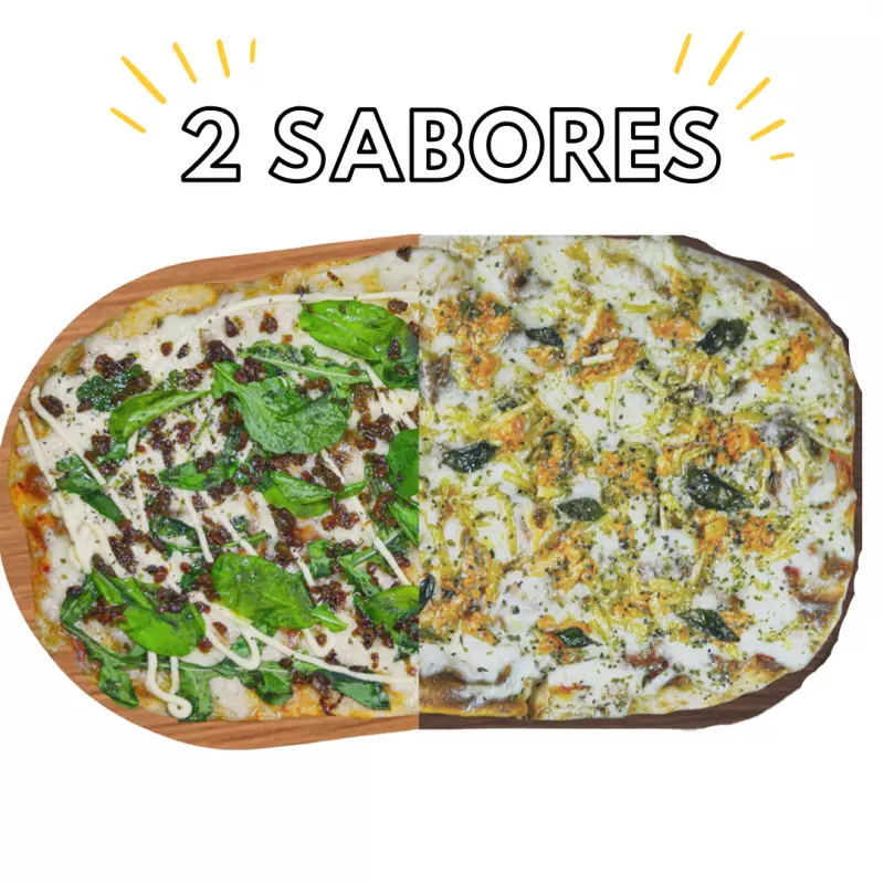 Tu pizza con 2 sabores 65bs