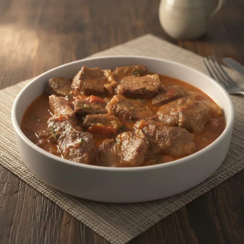 Carne cozida com purê de batata