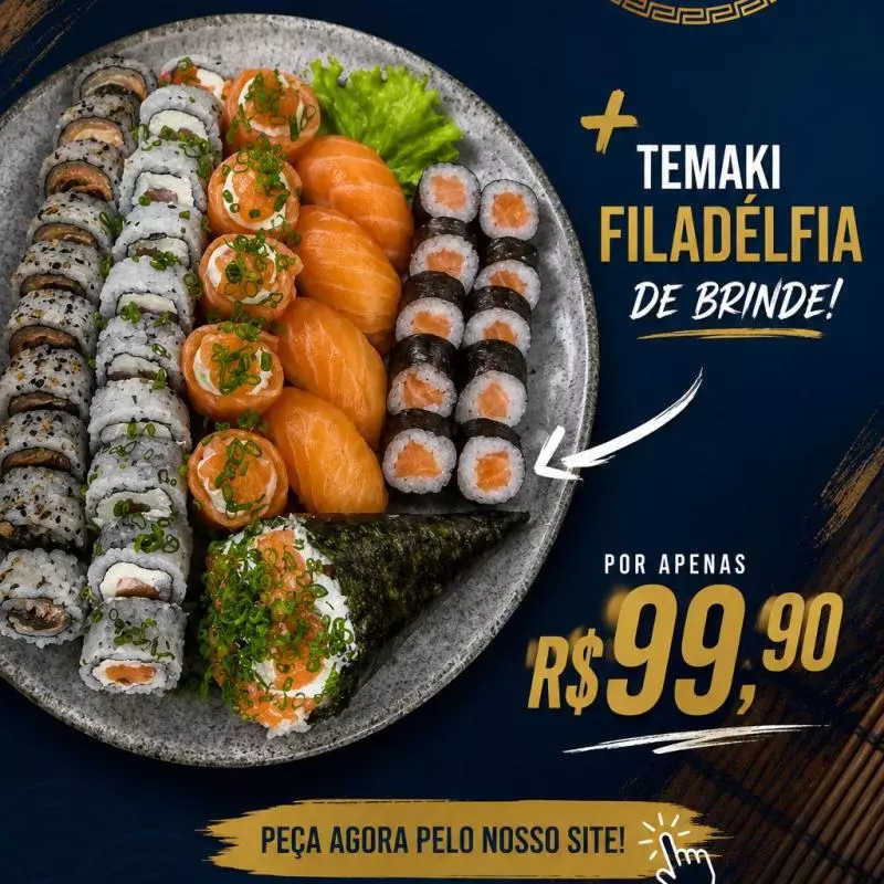 Combo oriente 50 peças + temaki fila