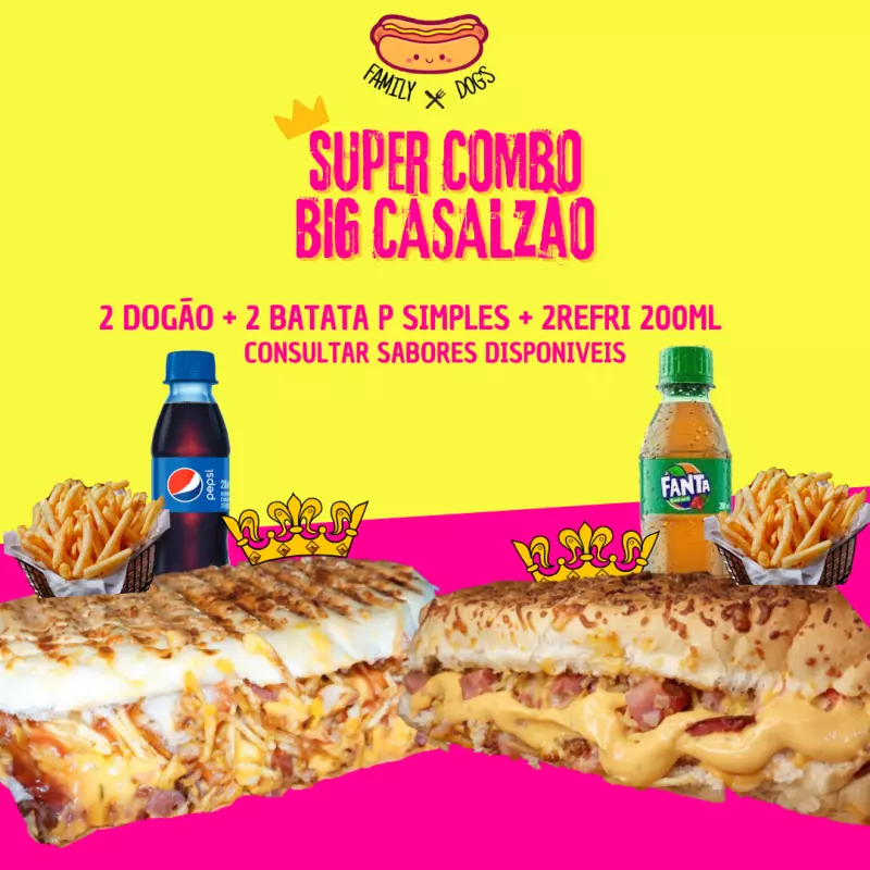 CB4- 2 SUPER DOGÃO +BATATA P +BEBIDA