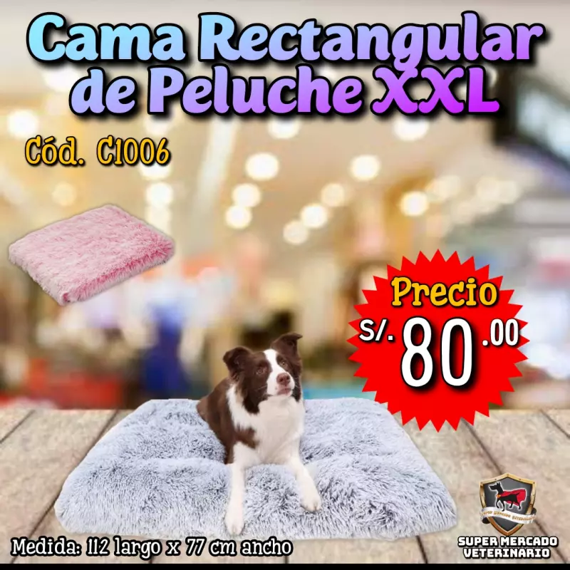 Cama Rectangular de Peluche XXL