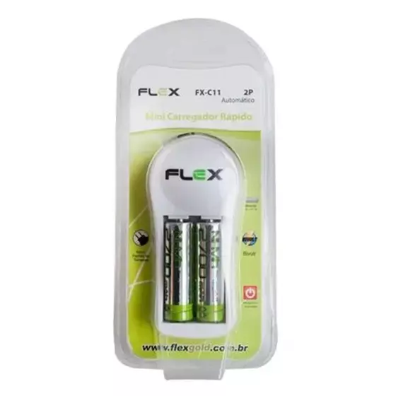 CARREGADOR C/PILHAS FLEX FX-C11 2P