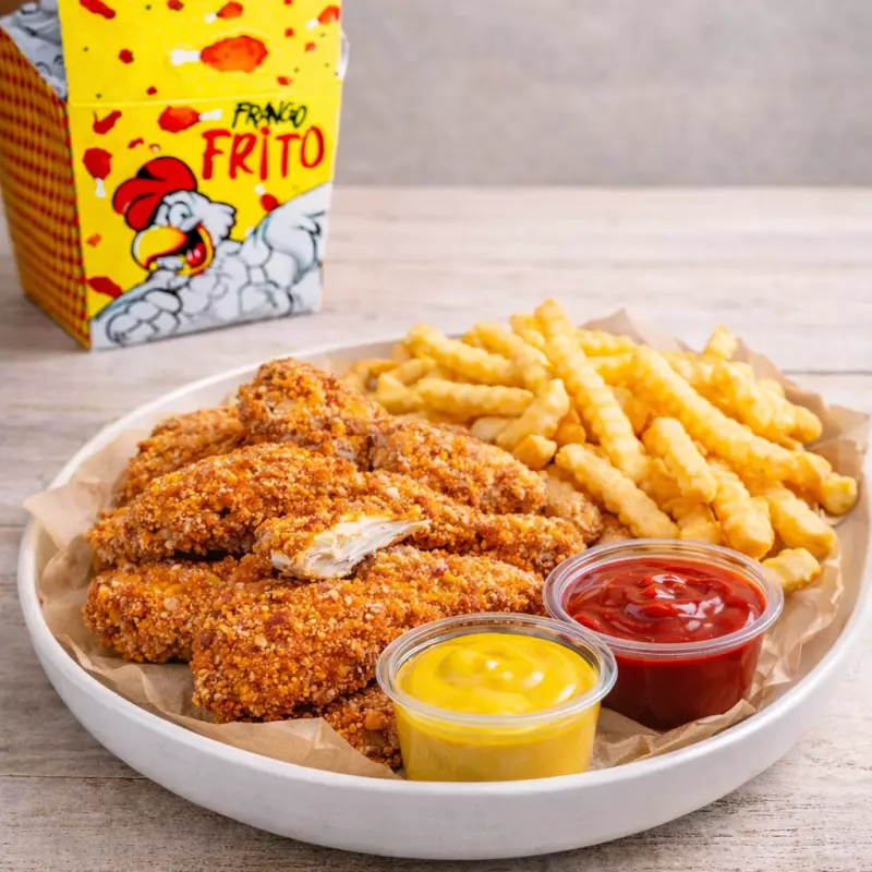 Combo P - Frango Empanado + Batata Frita + Molho + Coca Cola 500ml