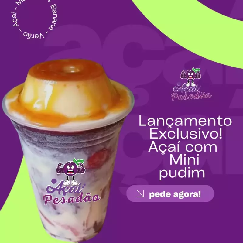 1 Açaí 500 ML  com mini pudim
