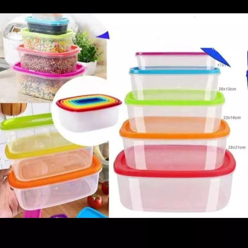 🌟SET DE 5 CONTENEDOR PLÁSTICO