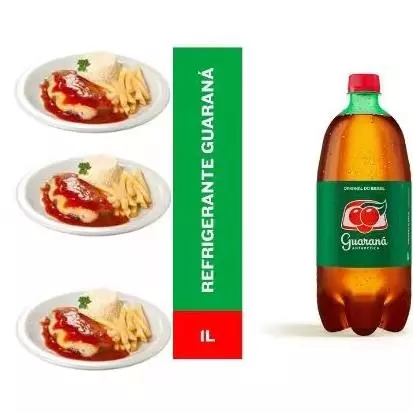 Três parmegiana + Guaraná 1L