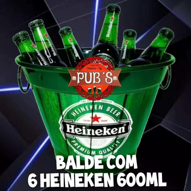 BALDE COM 6 HEINEKEN 600ML