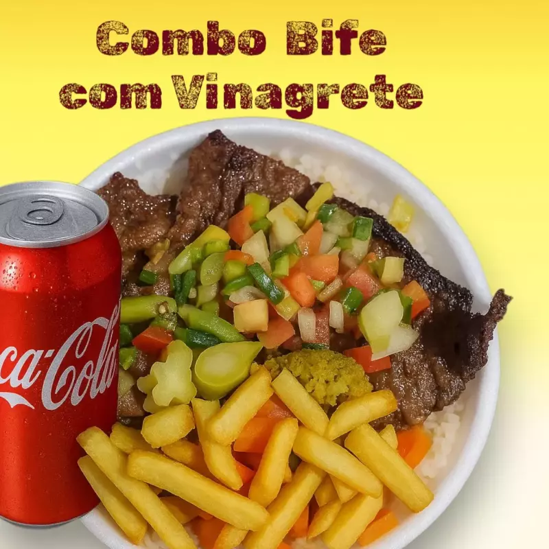 Bife e Vinagrete + Fritas+ coca cola