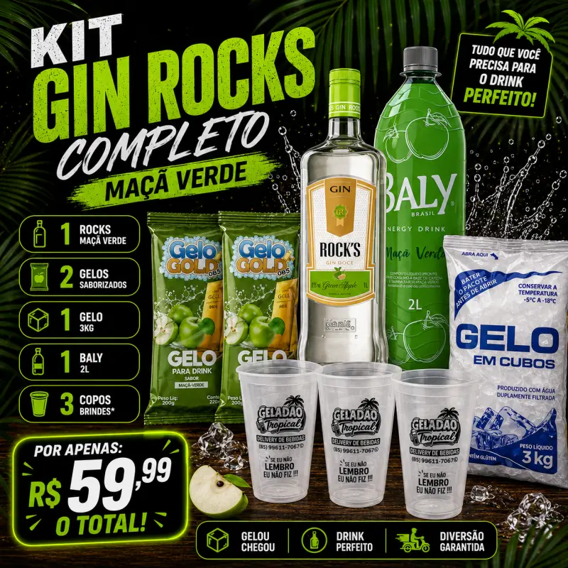 Kit Gin Rocks Maça Verde