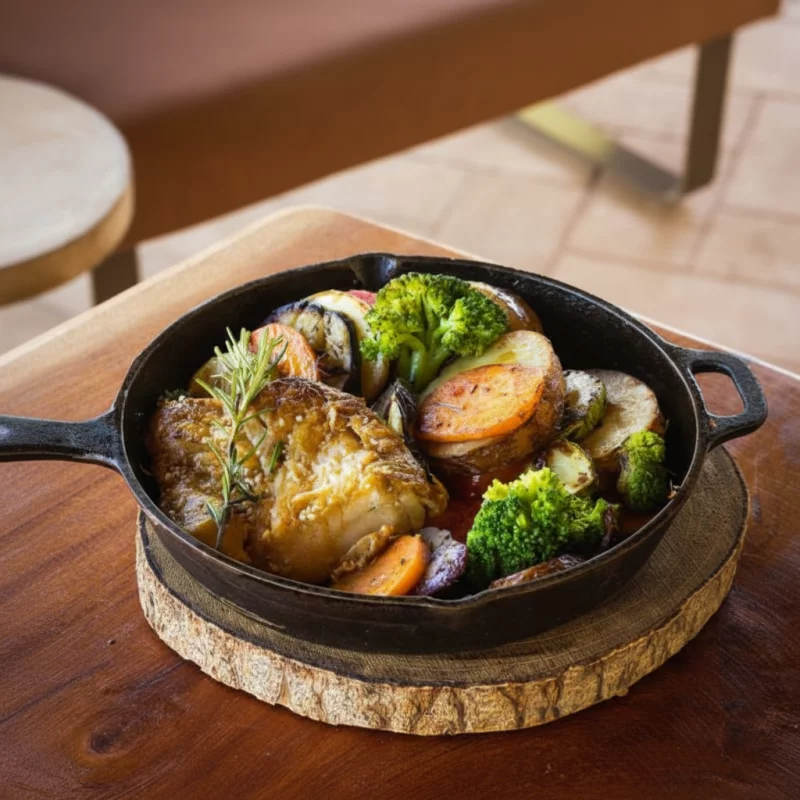 PESCADA COM LEGUMES GRELHADOS