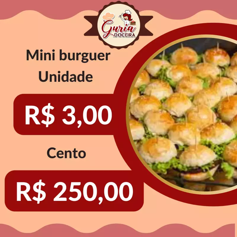 Meio cento de mini burguer