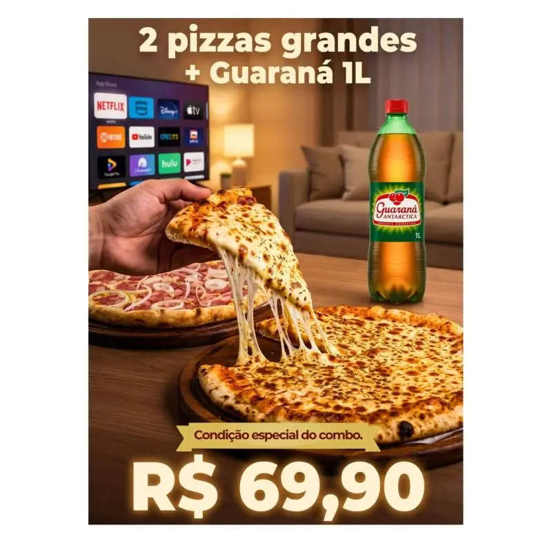 2 Pizzas Grandes + Guaraná 1 litro