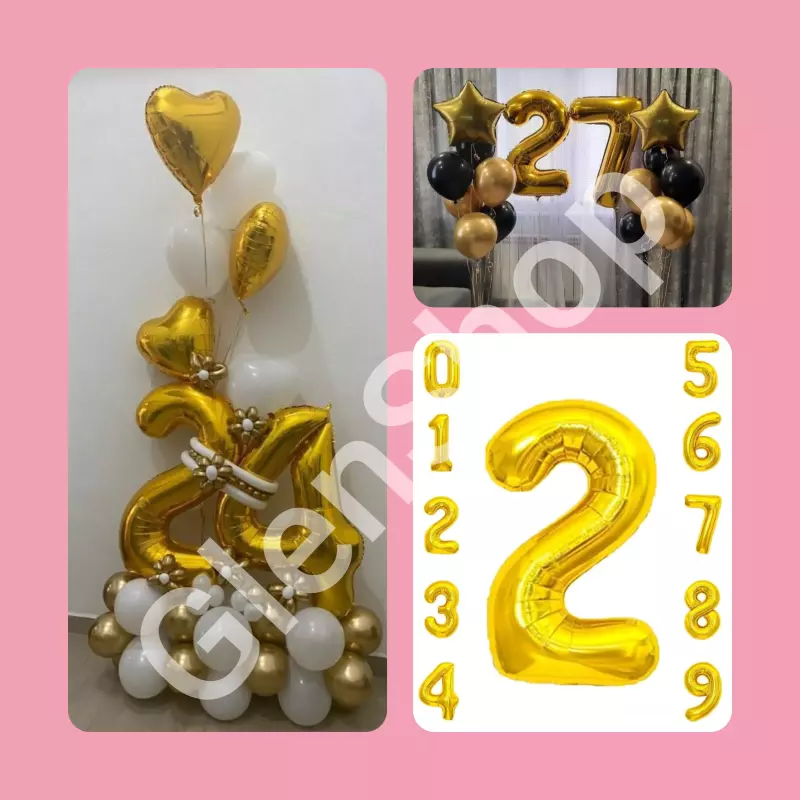 Globos de # dorado
