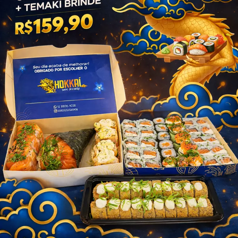 Combo Hokkai 66 + temaki filadélfia
