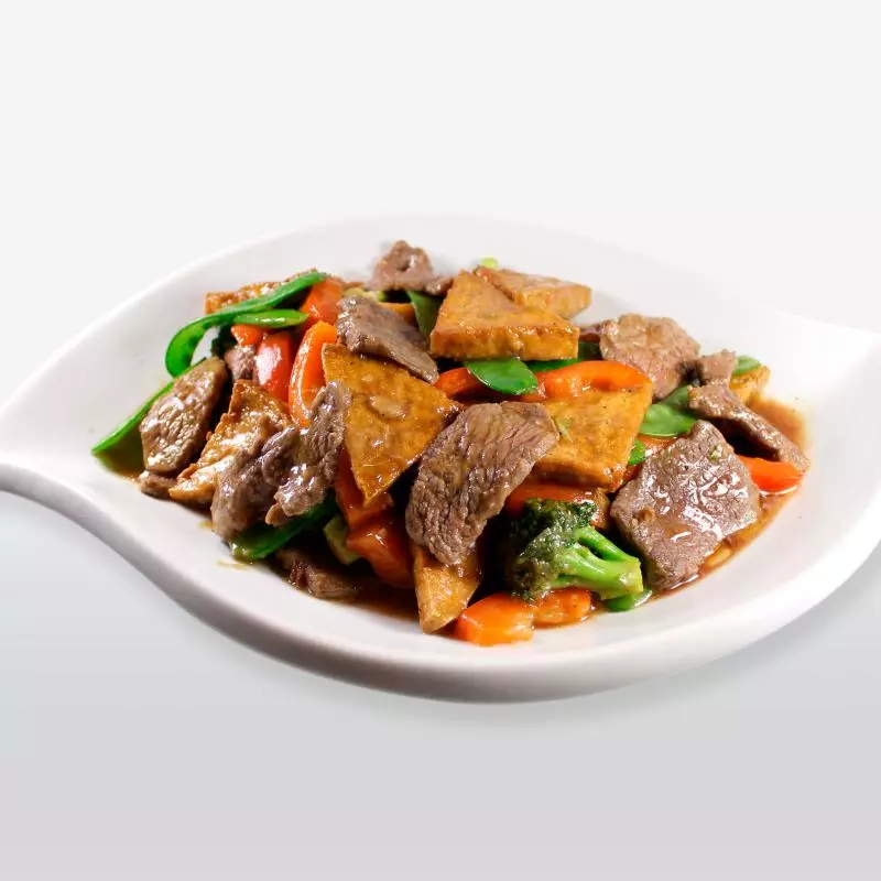 Taufu Frito con Carne (picante)