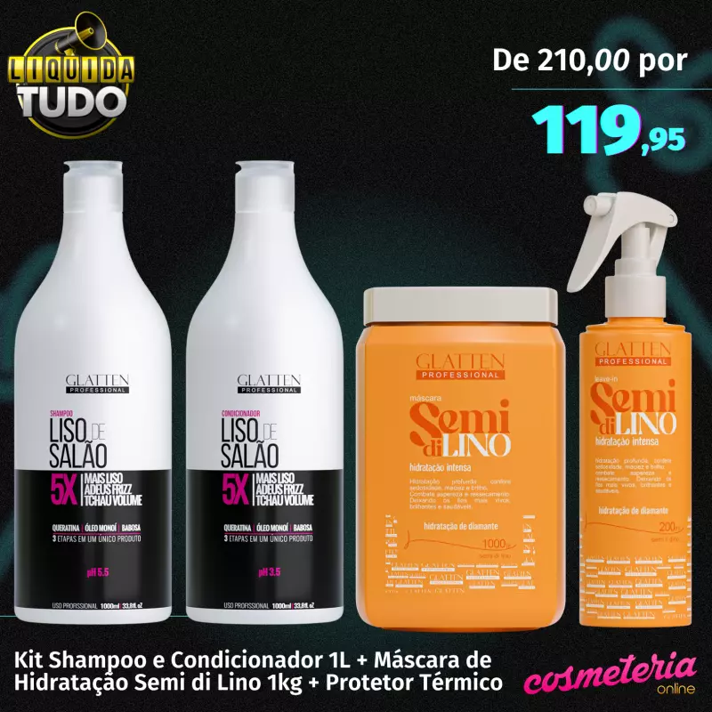 Mega Combo Liso Salão + Semi di Lino