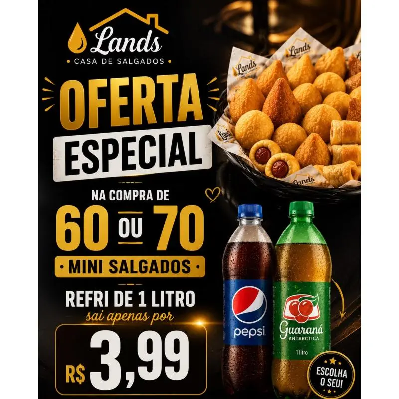 70 Mini Salgados + Refri