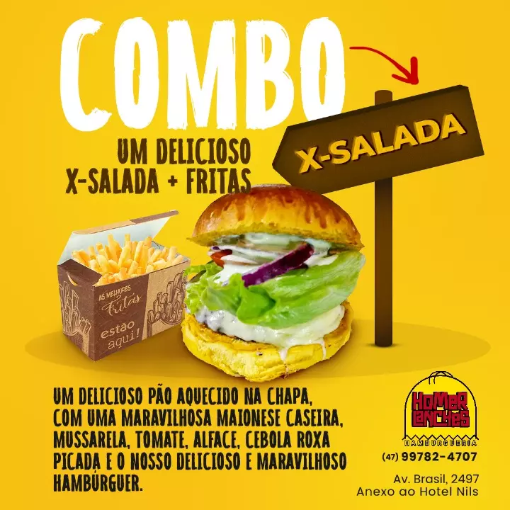 Combo X Salada + Fritas
