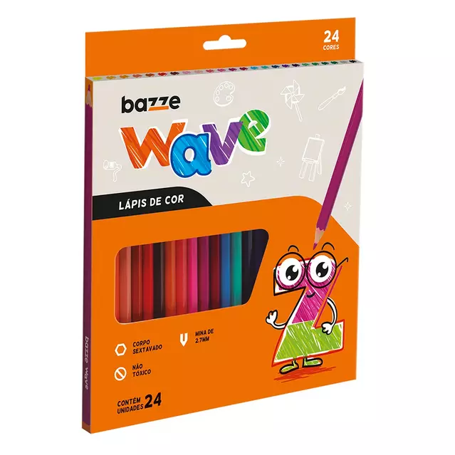 Lápis De Cor Wave - 24 cores - Bazze