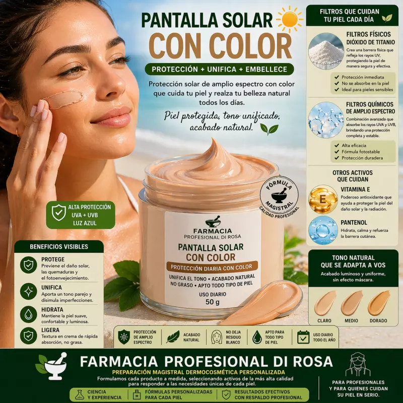 Pantalla solar con color