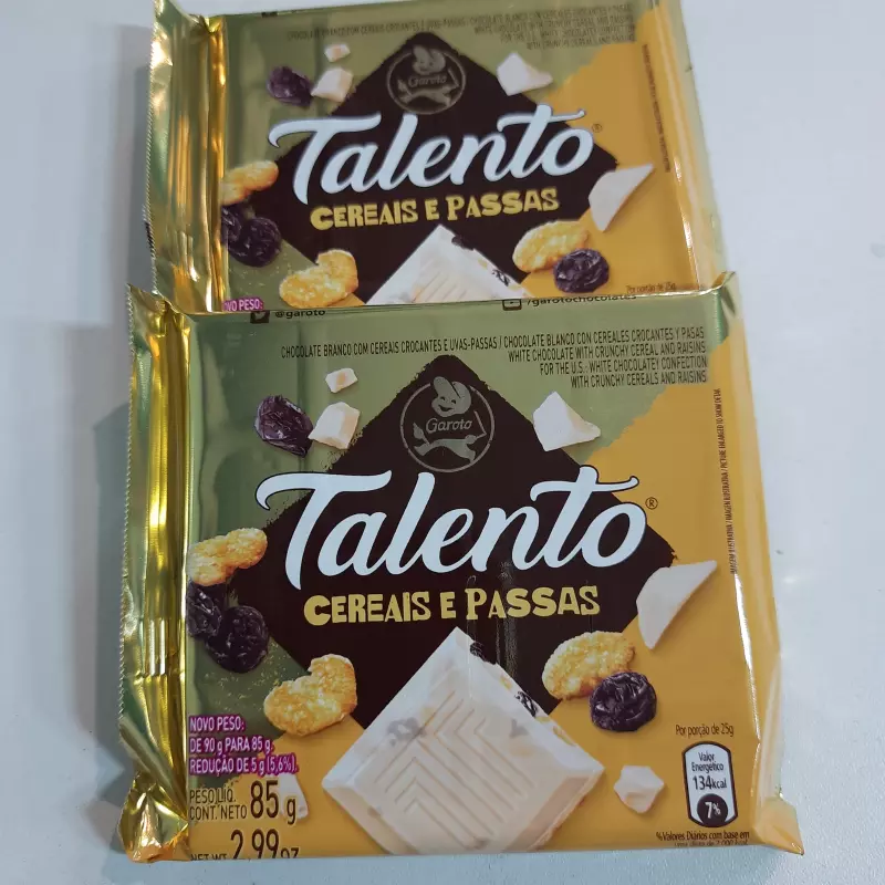 Talento 85g branco cereais passas
