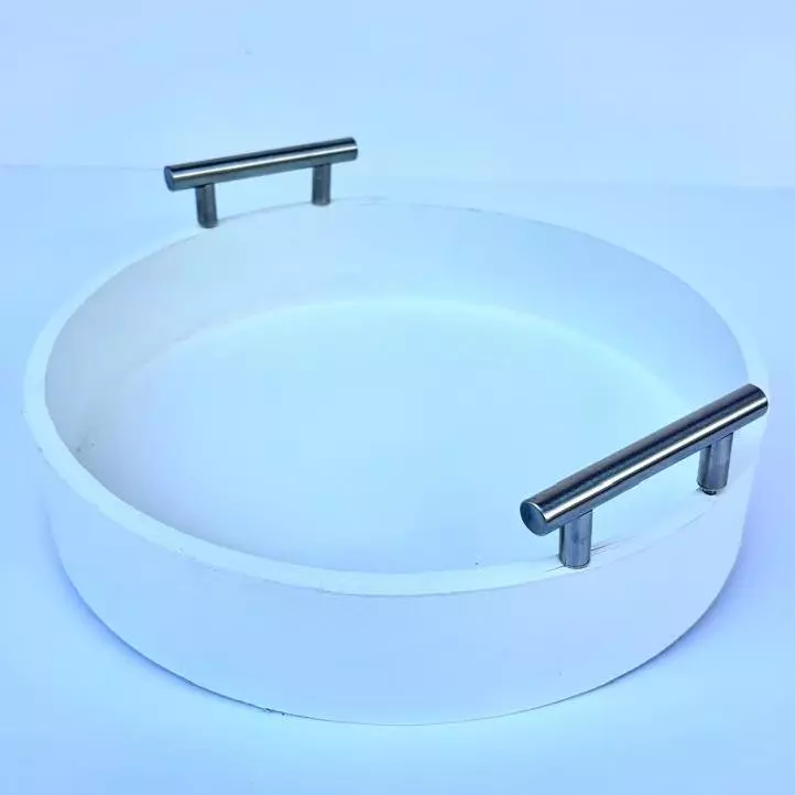 Caja madera redonda blanca