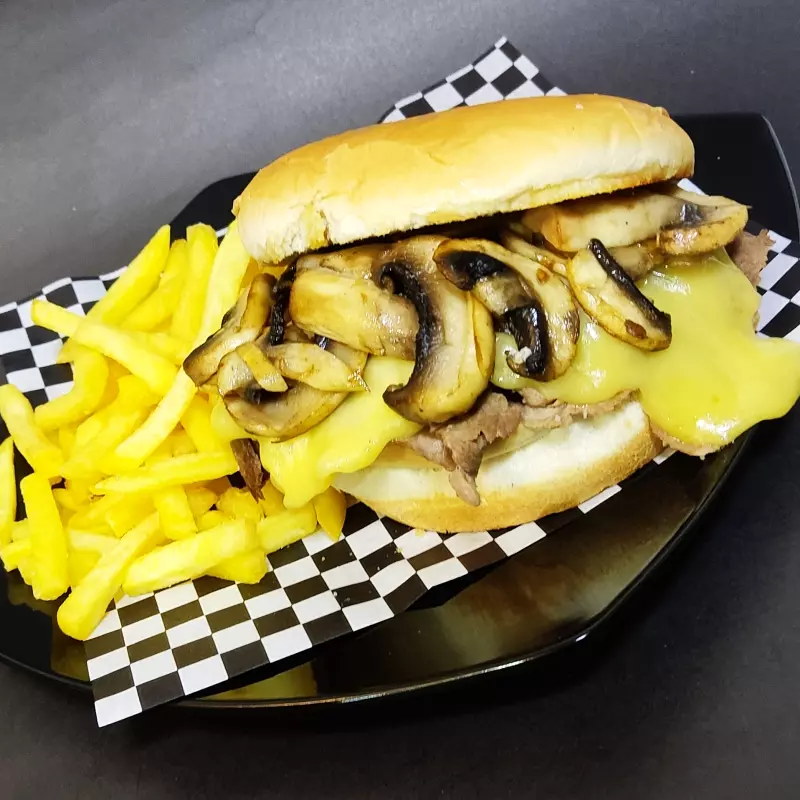 🍄Churrasco Champi Queso + Fríes🍟