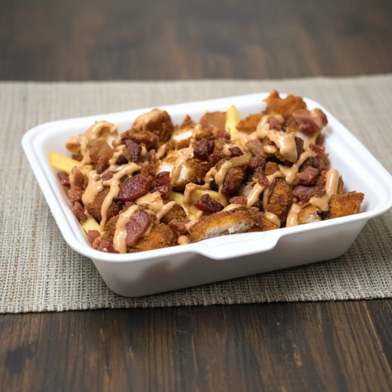 Papas + pollo + Tocineta Crunch