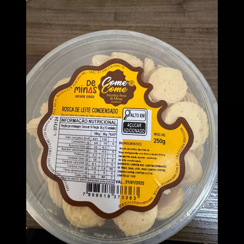 BISCOITO DE LEITE CONDENSADO 250G