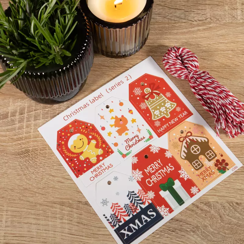 Tarjeton Labels Navideños #8 6 und