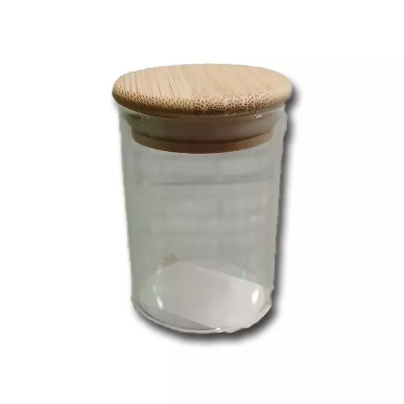 POTE DE VIDRO TAMPA DE BAMBOO 90ML
