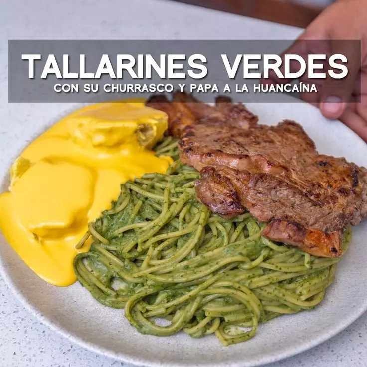 Tallarines verdes con bisteck
