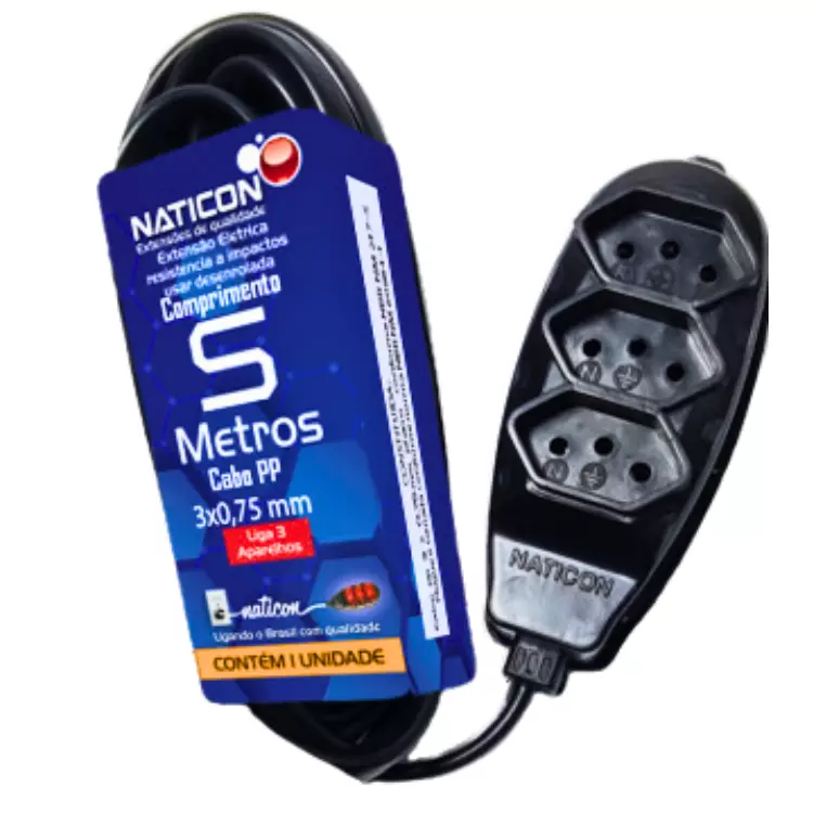 EXTENSÃO NATICON C/CABO PP 5 METROS