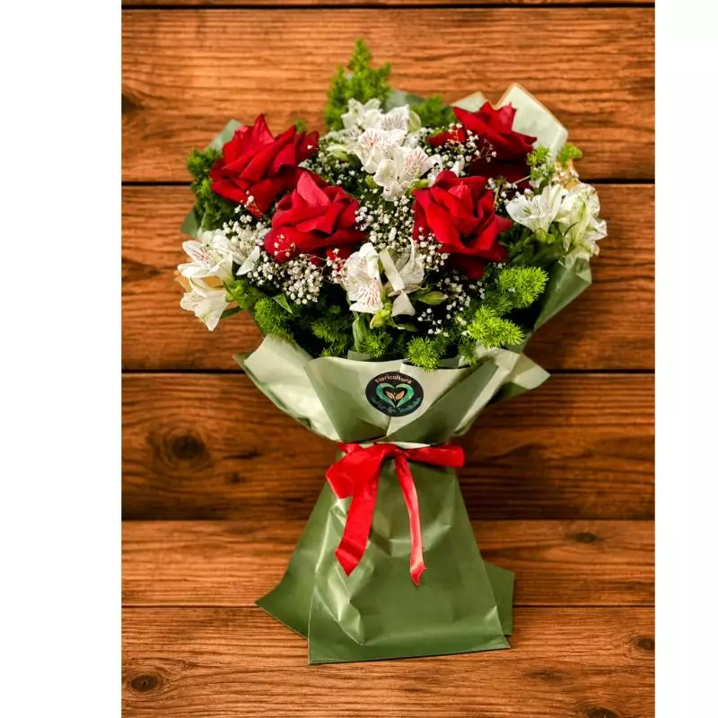 BUQUÊ KOREANO COM 4 ROSAS