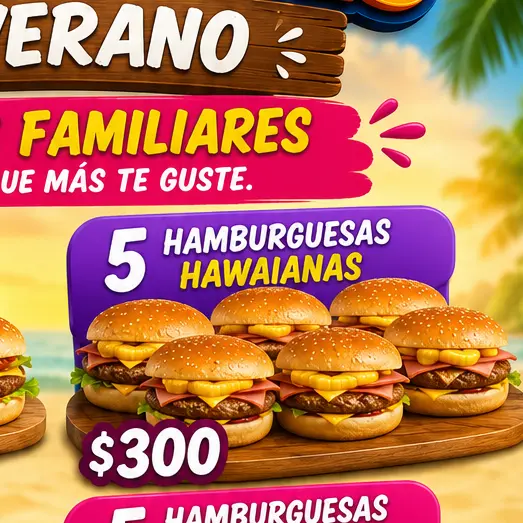 5 hamburguesas hawaianas