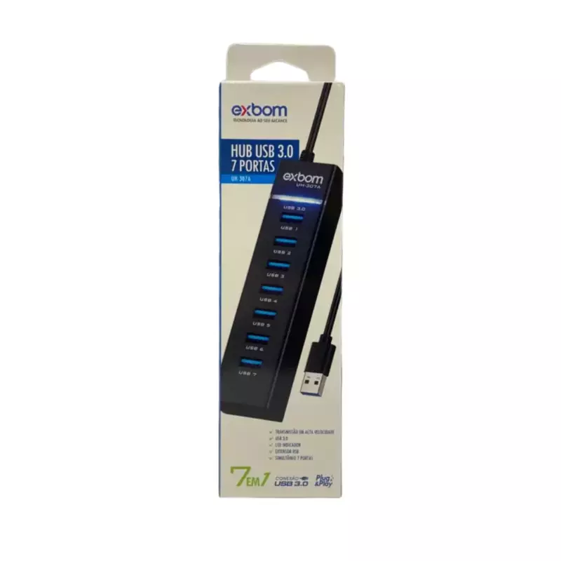 HUB USB EXBOM 3.0 7 PORTAS UH-307A